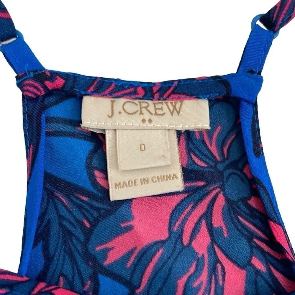 J. Crew Blue Pink Modern Floral Print Camisole - Size 0